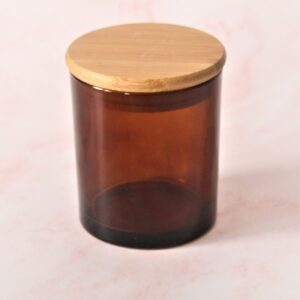 Brown candle Jar with a Bamboo Lid
